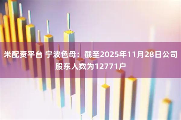 米配资平台 宁波色母：截至2025年11月28日公司股东人数为12771户